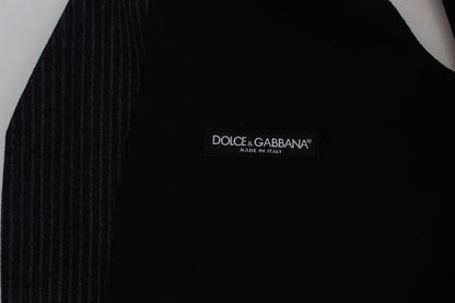 Dolce & Gabbana Elegant Gray Striped Wool Vest - Obsession Luxury