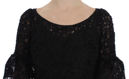 Dolce & Gabbana Elegant Black Floral Lace Maxi Dress - Obsession Luxury