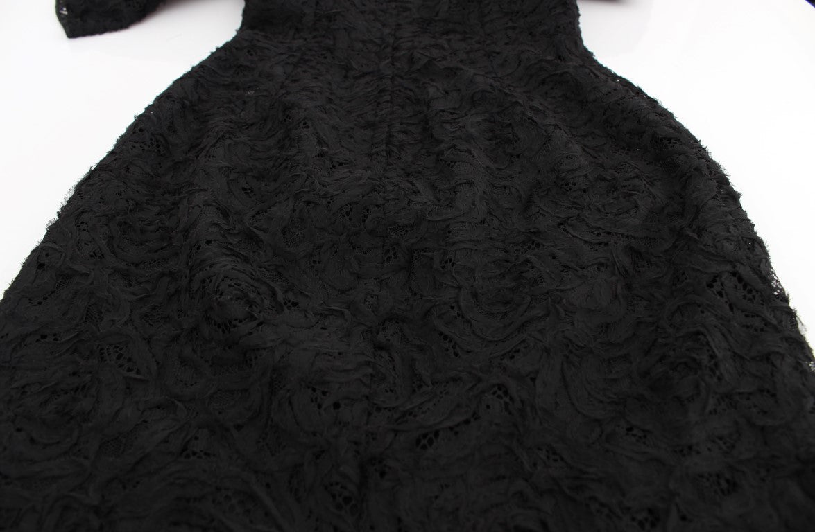 Dolce & Gabbana Elegant Black Floral Lace Maxi Dress - Obsession Luxury