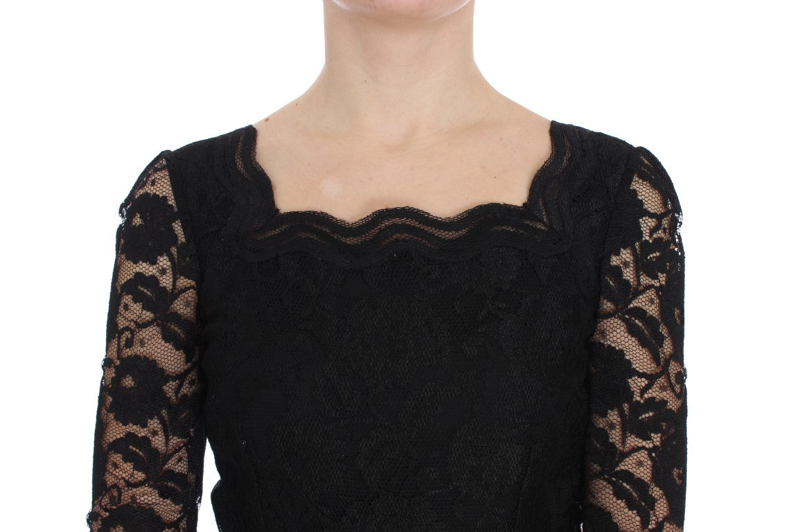 Dolce & Gabbana Elegant Black Floral Lace Maxi Dress - Obsession Luxury