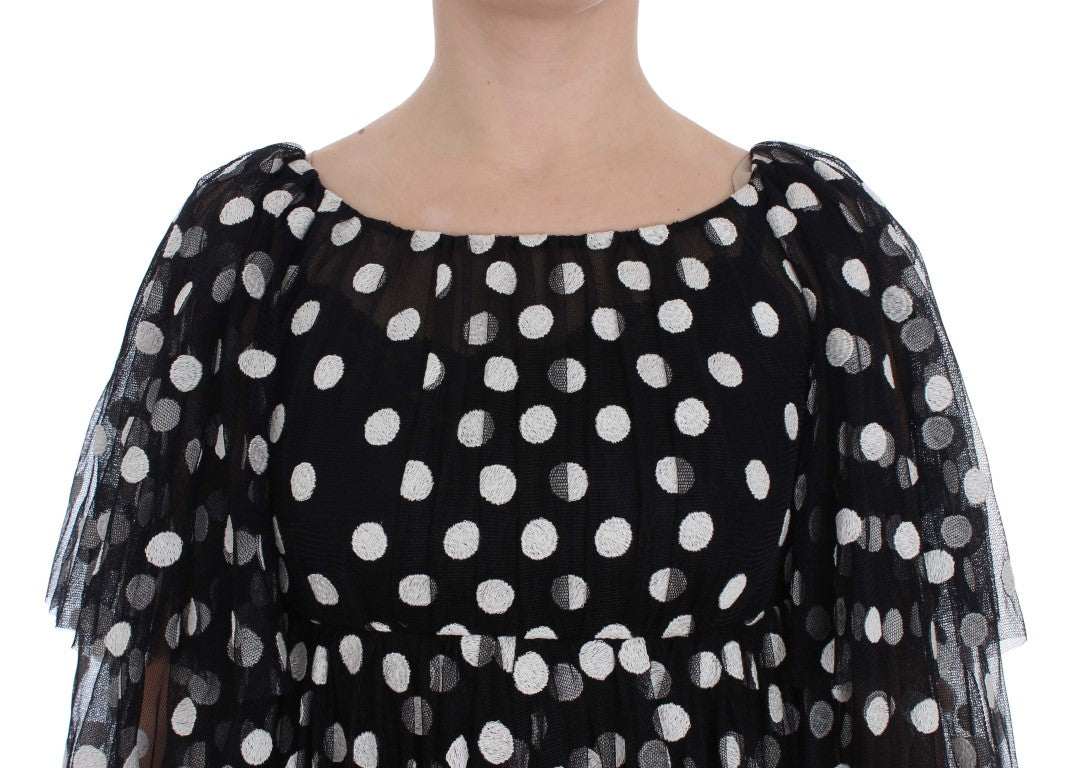 Dolce & Gabbana Elegant Polka Dotted Ruffled Dress - Obsession Luxury