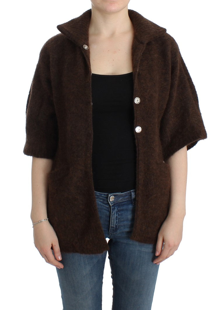 Cavalli Elegant Short Sleeved Brown Cardigan - Obsession Luxury