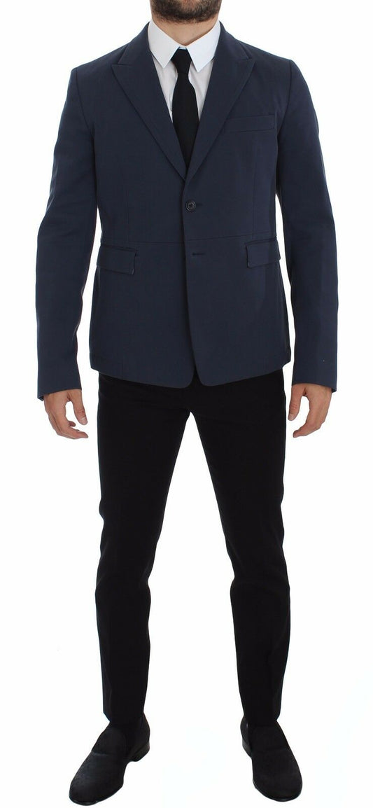 Dolce & Gabbana Elegant Blue Cotton Stretch Blazer Jacket - Obsession Luxury