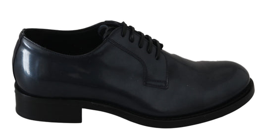 Dolce & Gabbana Elegant Blue Leather Derby Dress Shoes